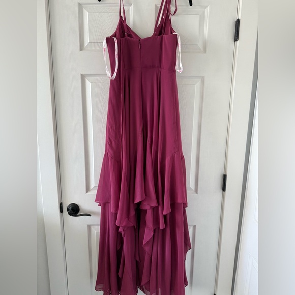 Azazie Mulberry A-Line Bow Chiffon Dress. Color Mulberry - Picture 10 of 12